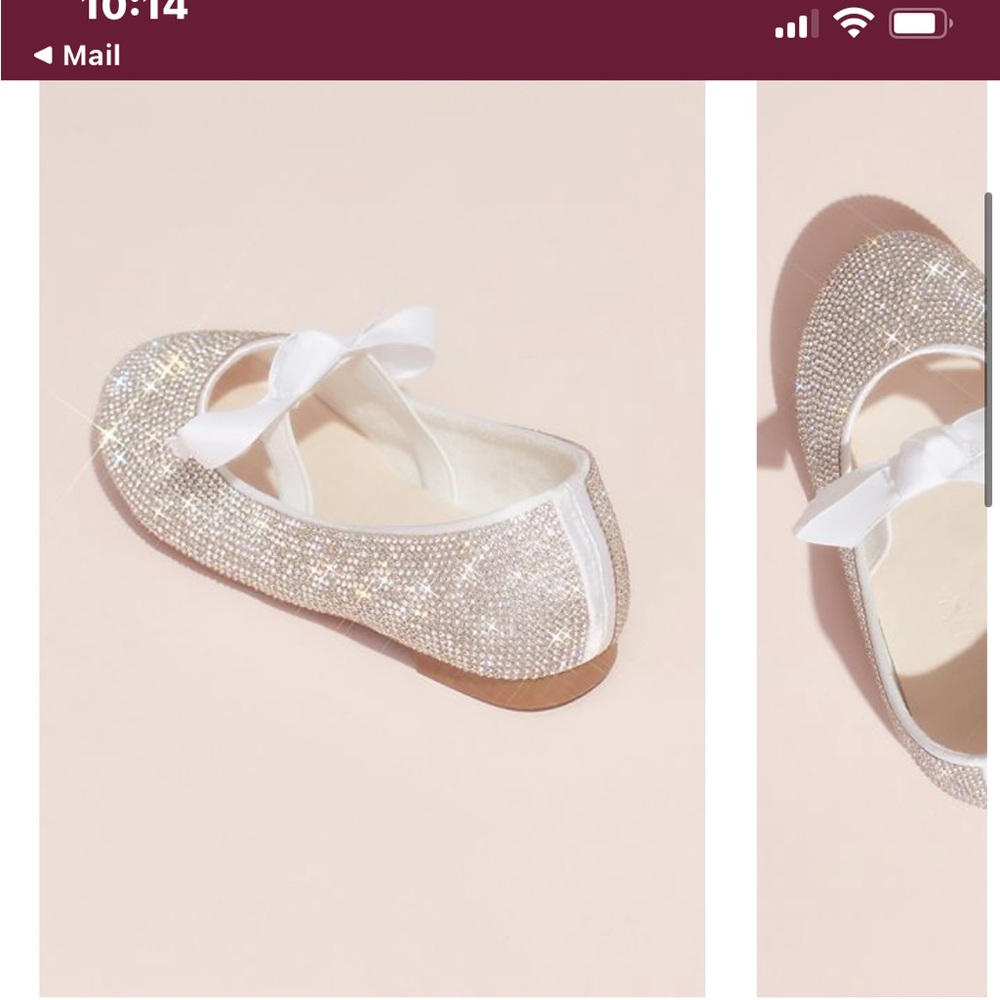 David’s Bridal girls shoes. Flower girl.